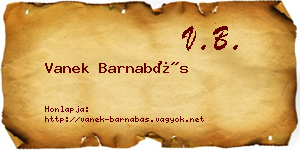 Vanek Barnabás névjegykártya